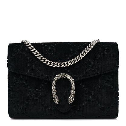 Gucci Velvet GG Monogram Mini Dionysus Chain Wallet Black 1 of 10