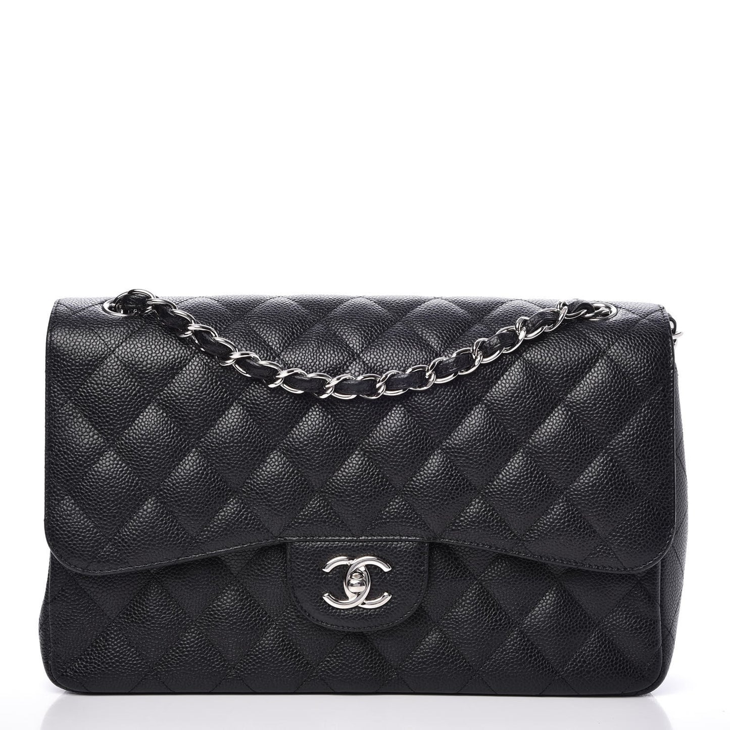 Caviar Quilted Jumbo Double Flap Black