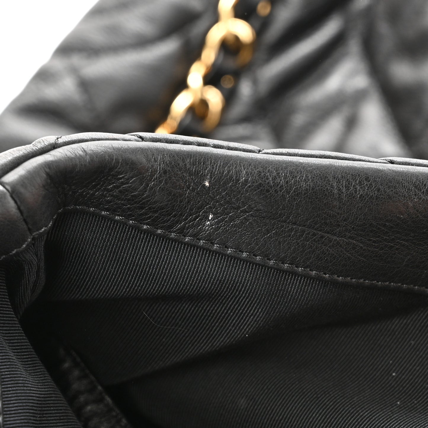 Calfskin Quilted Large Chain Me Hobo Black