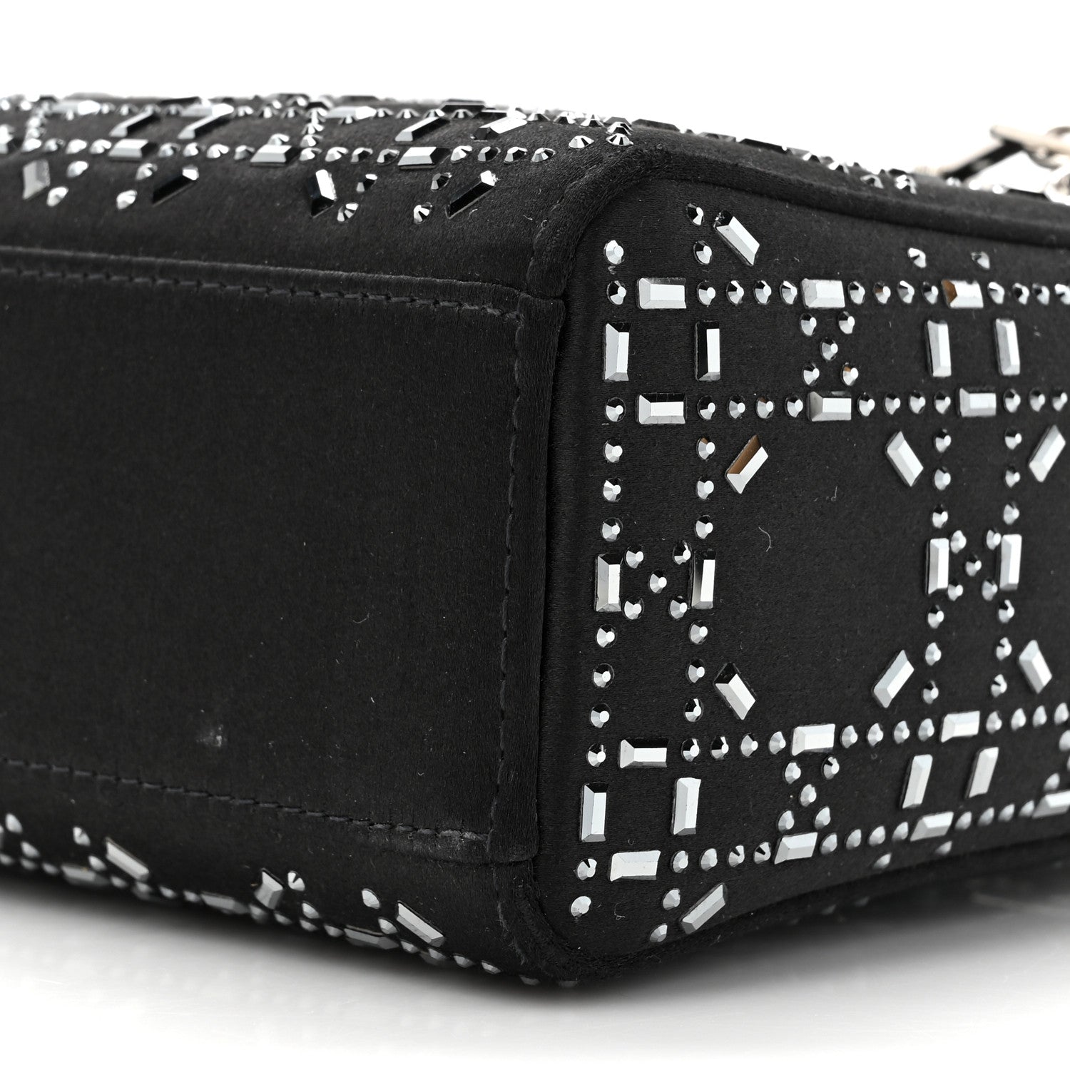 Christian Dior Satin Crystal Cannage Mini Lady Dior Black 9 of 14