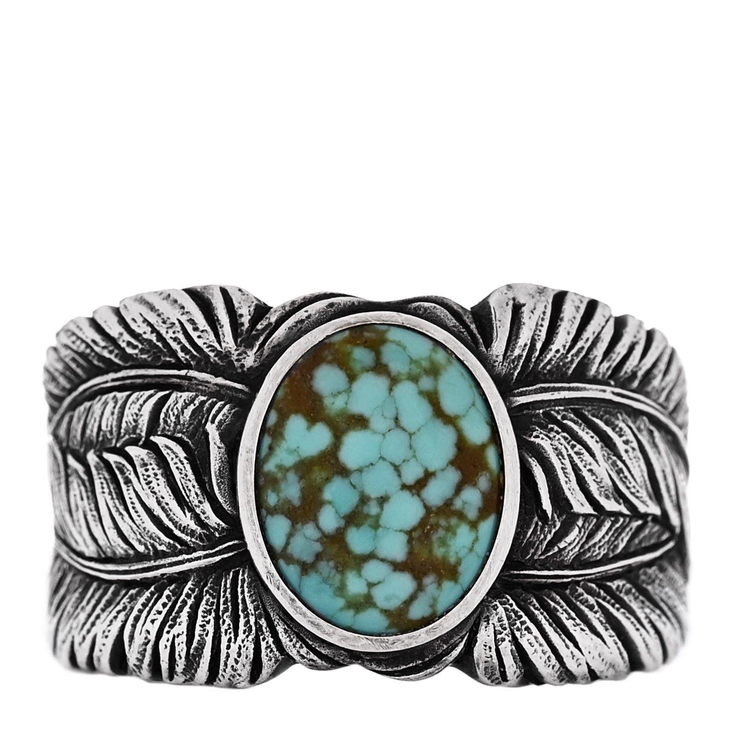 David Yurman Sterling Silver Turquoise Southwest Feather Cigar Band Ring 65 11 1 of 6