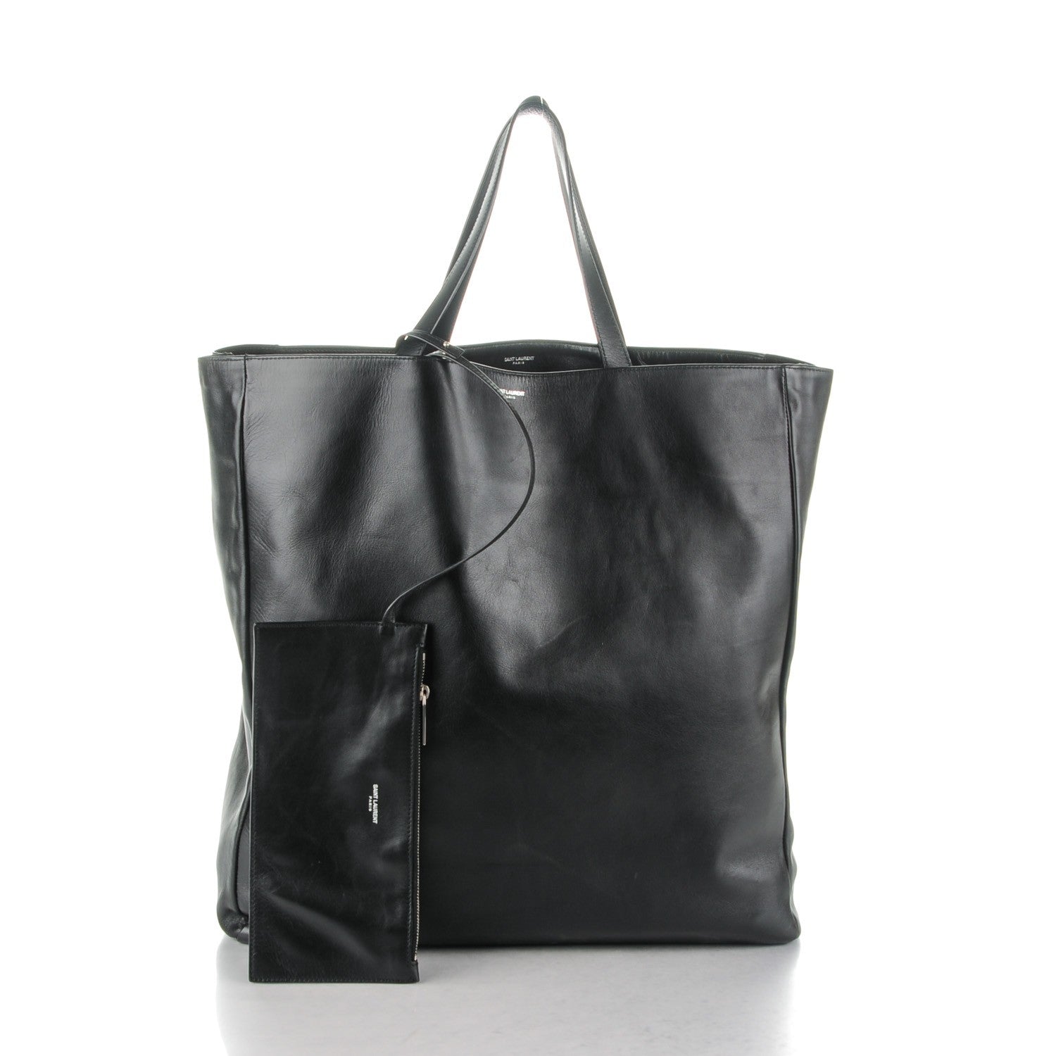Saint Laurent Calfskin Suede Reversible Shopping Tote Black 5 of 10