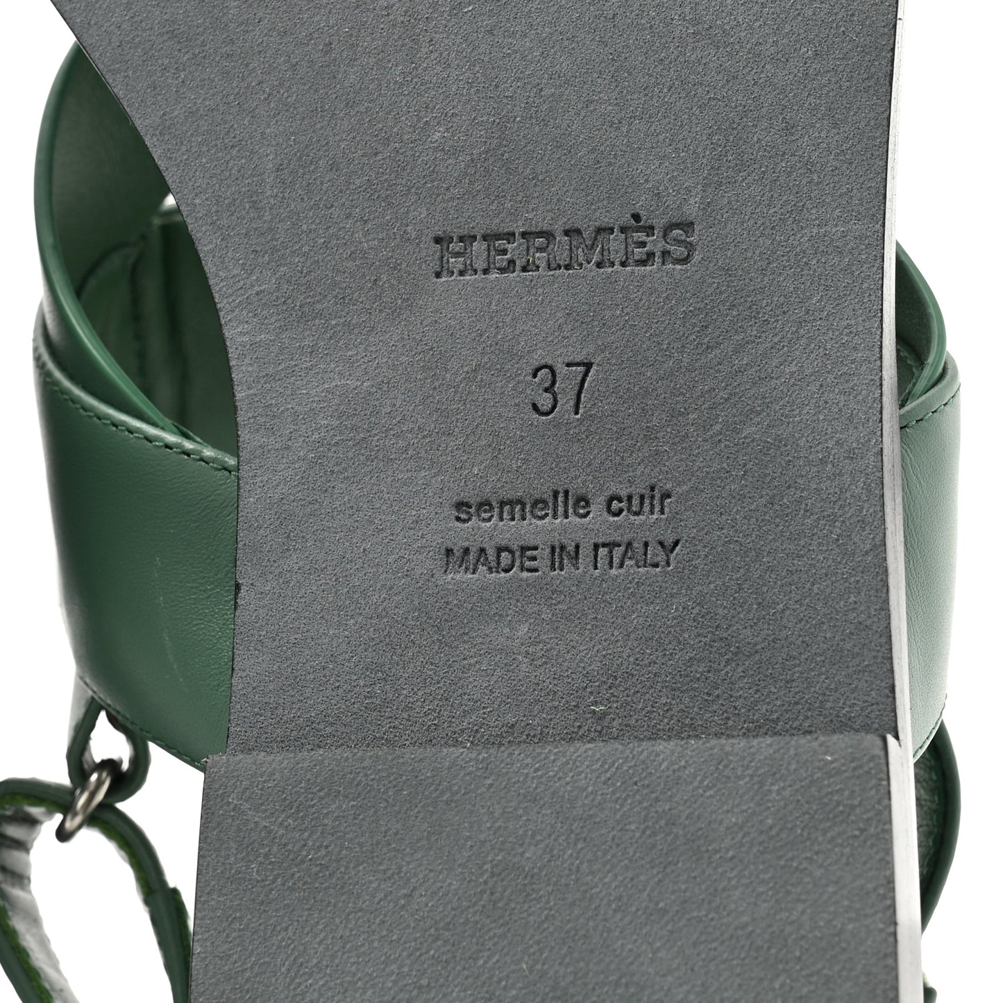 Calfskin Womens Ines Sandals 37 Vert Lierre