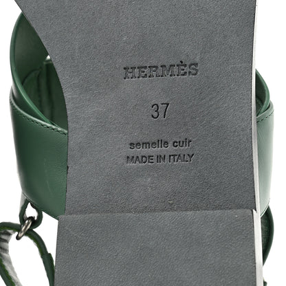 Hermes Calfskin Womens Ines Sandals 37 Vert Lierre 7 of 8