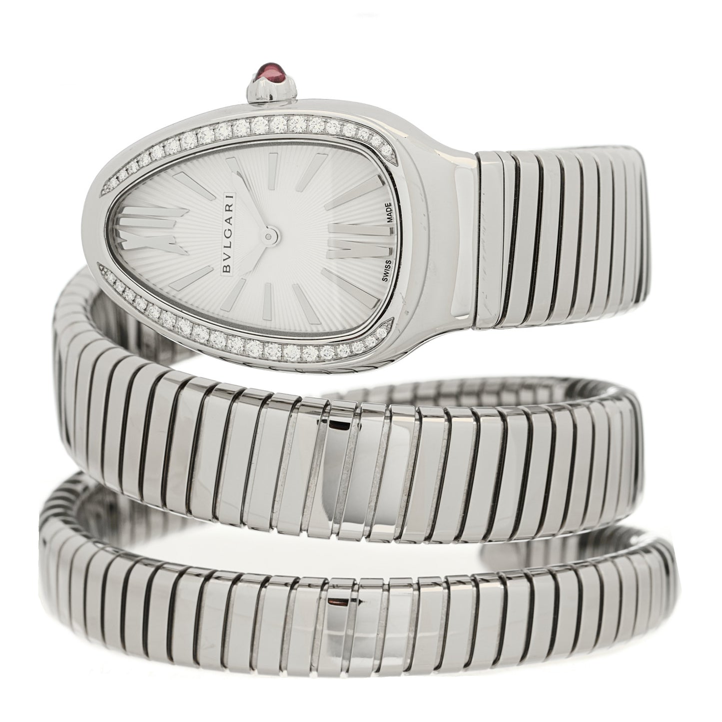 Stainless Steel Diamond Bezel 35mm Serpenti Tubogas Double Spiral Quartz Watch