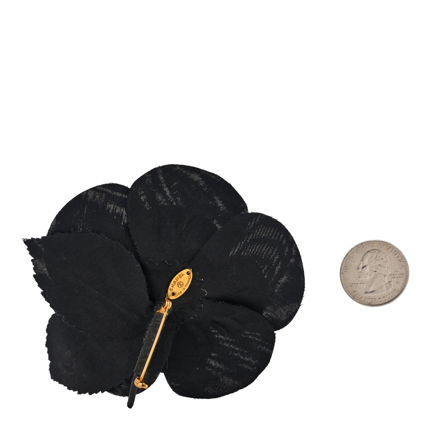 Chanel Silk Taffeta Camellia Brooch Pin Black 2 of 3