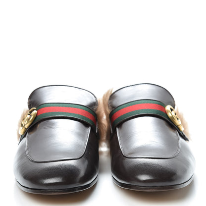 Gucci Goatskin Fur Web GG Mens Princetown Slippers 13 Cocoa 2 of 10