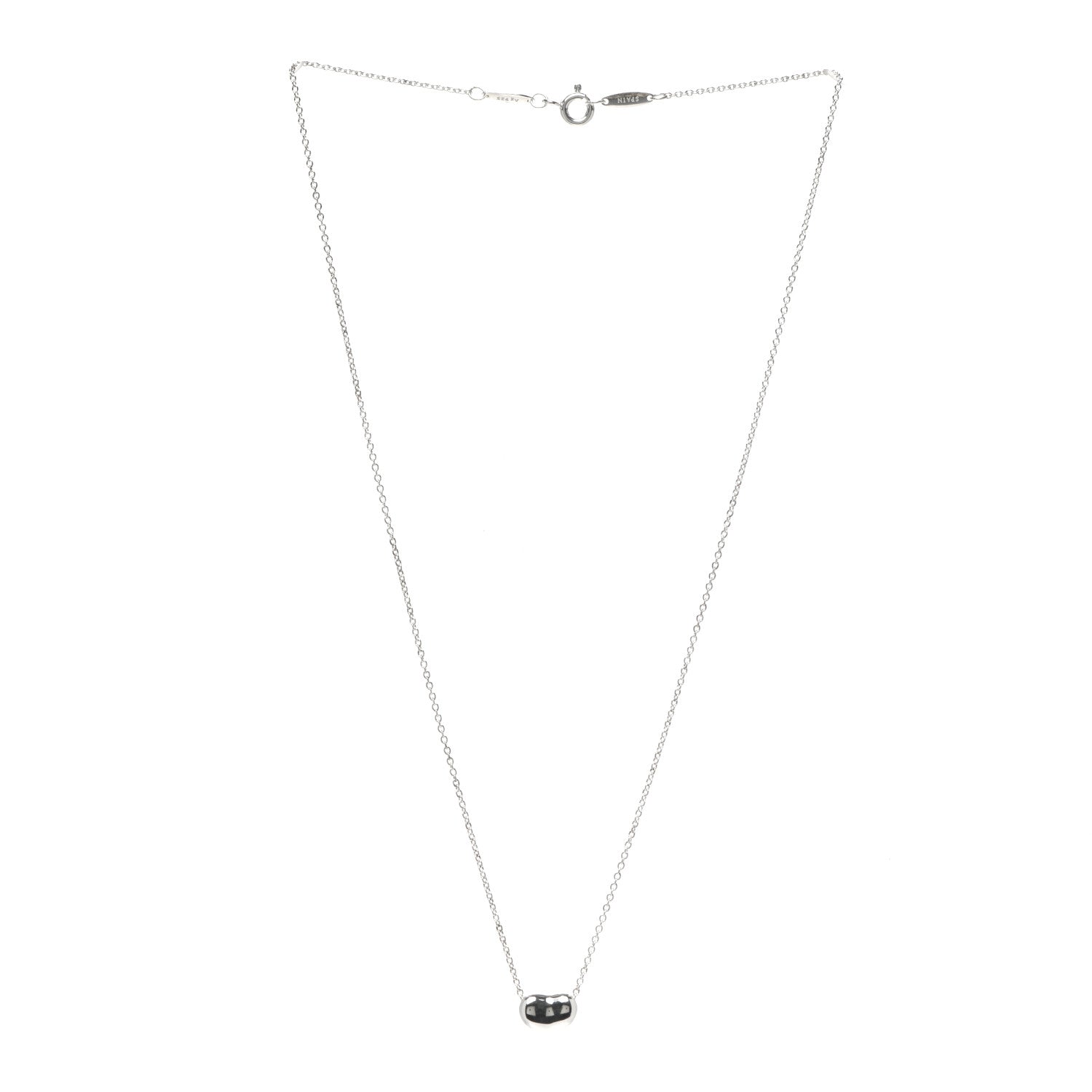 Tiffany Sterling Silver 9mm Elsa Peretti Bean Pendant Necklace 3 of 5