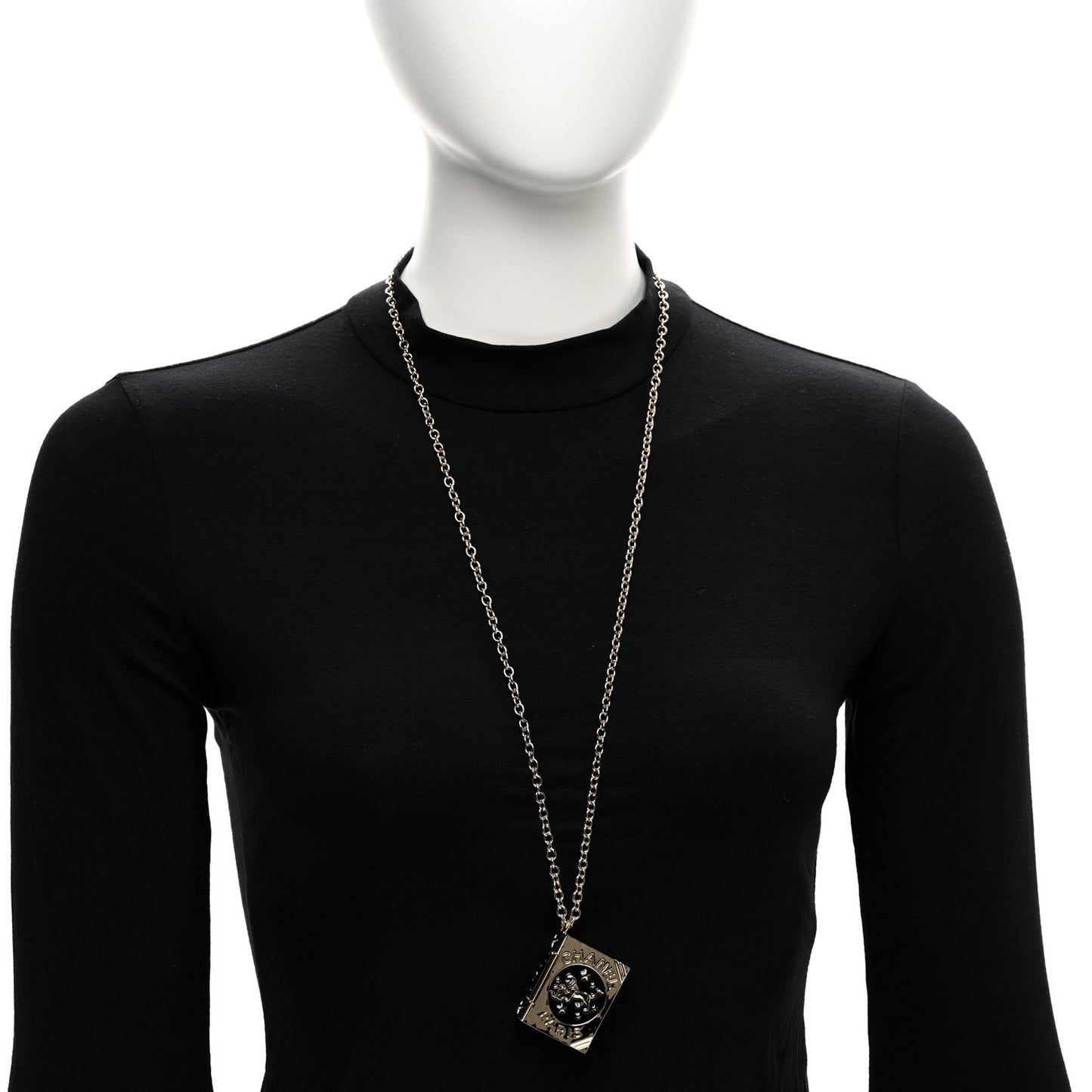 Metal CC Lion Book Locket Necklace Gold