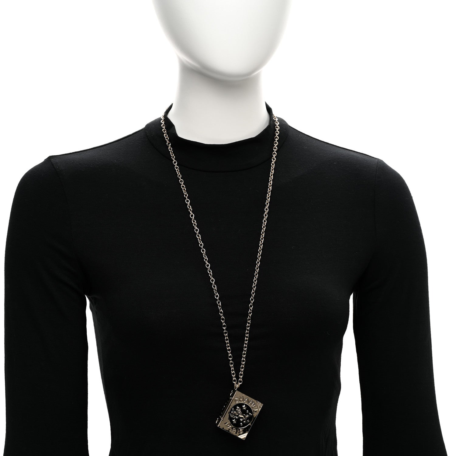 Chanel Metal CC Lion Book Locket Necklace Gold 2 of 6