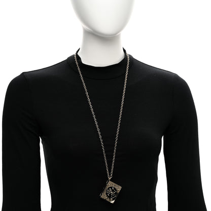 Chanel Metal CC Lion Book Locket Necklace Gold 2 of 6