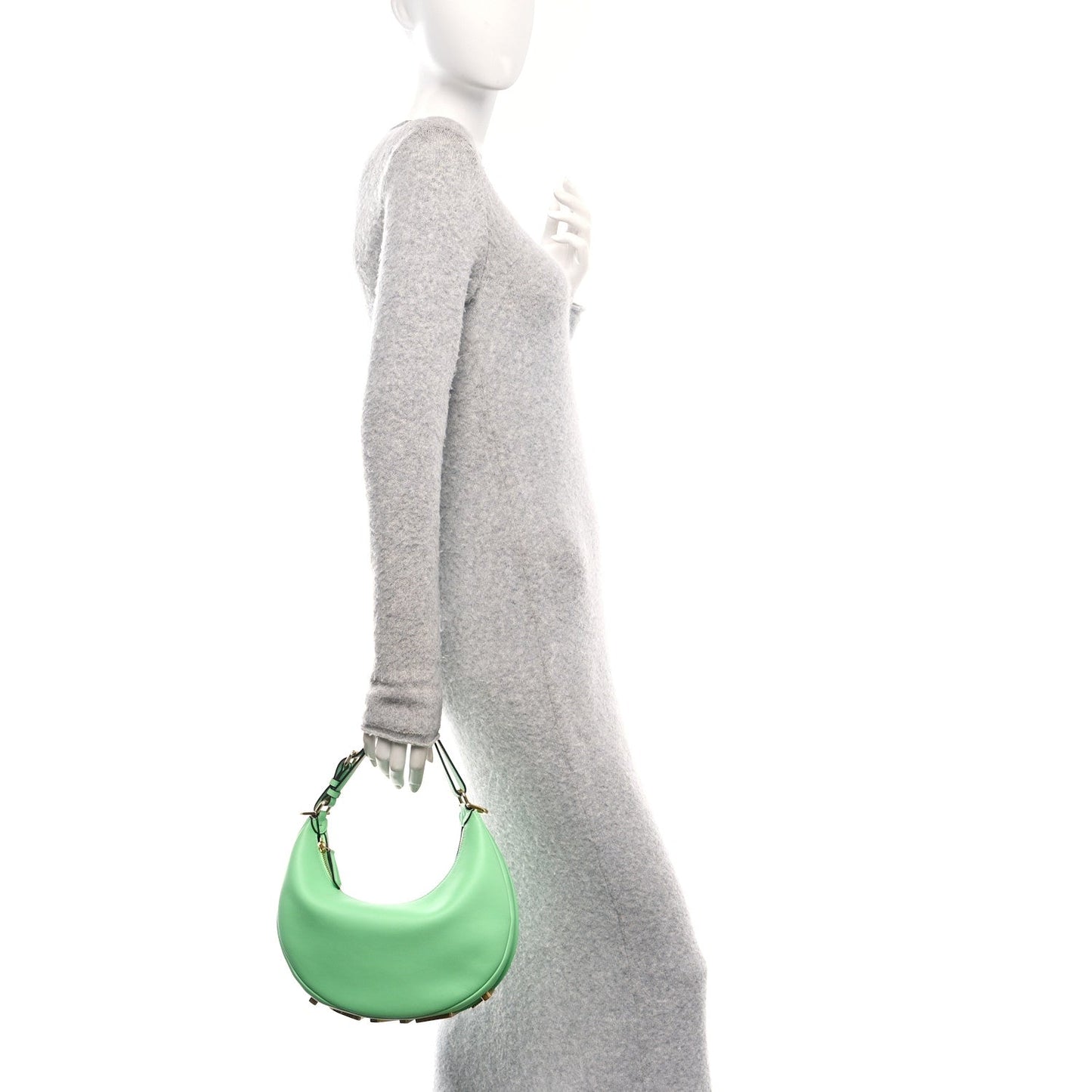 Vitello Grace Matte Small Fendigraphy Hobo Bag Edamame