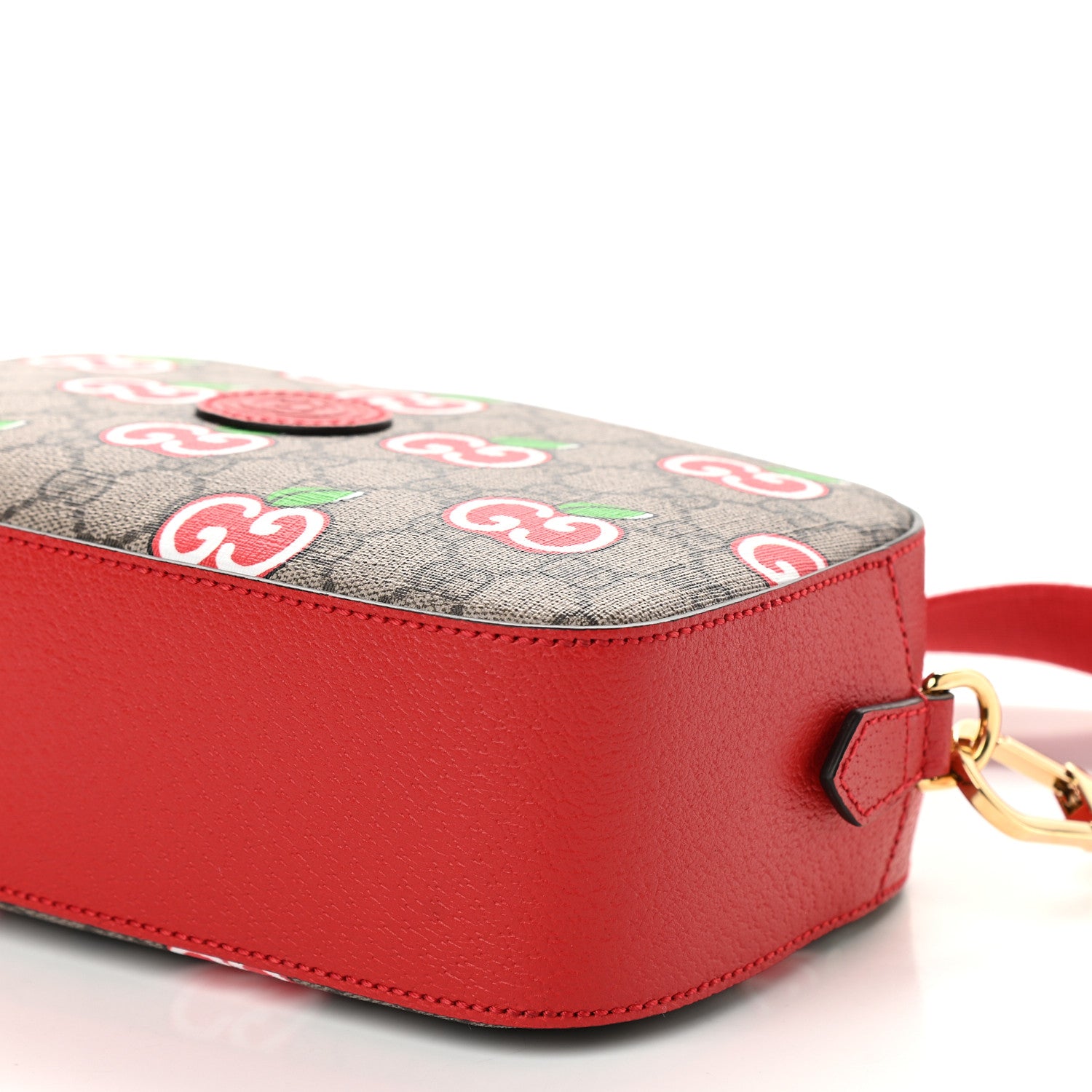 Gucci GG Supreme Monogram Apple Small Retro Interlocking G Shoulder Bag Beige Multicolor Lobster Red 9 of 9