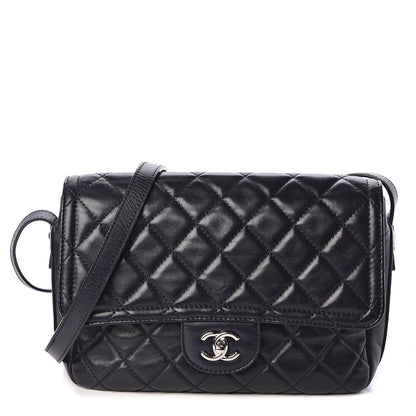 Chanel Lambskin Quilted Messenger Bag Dark Navy 2 of 14
