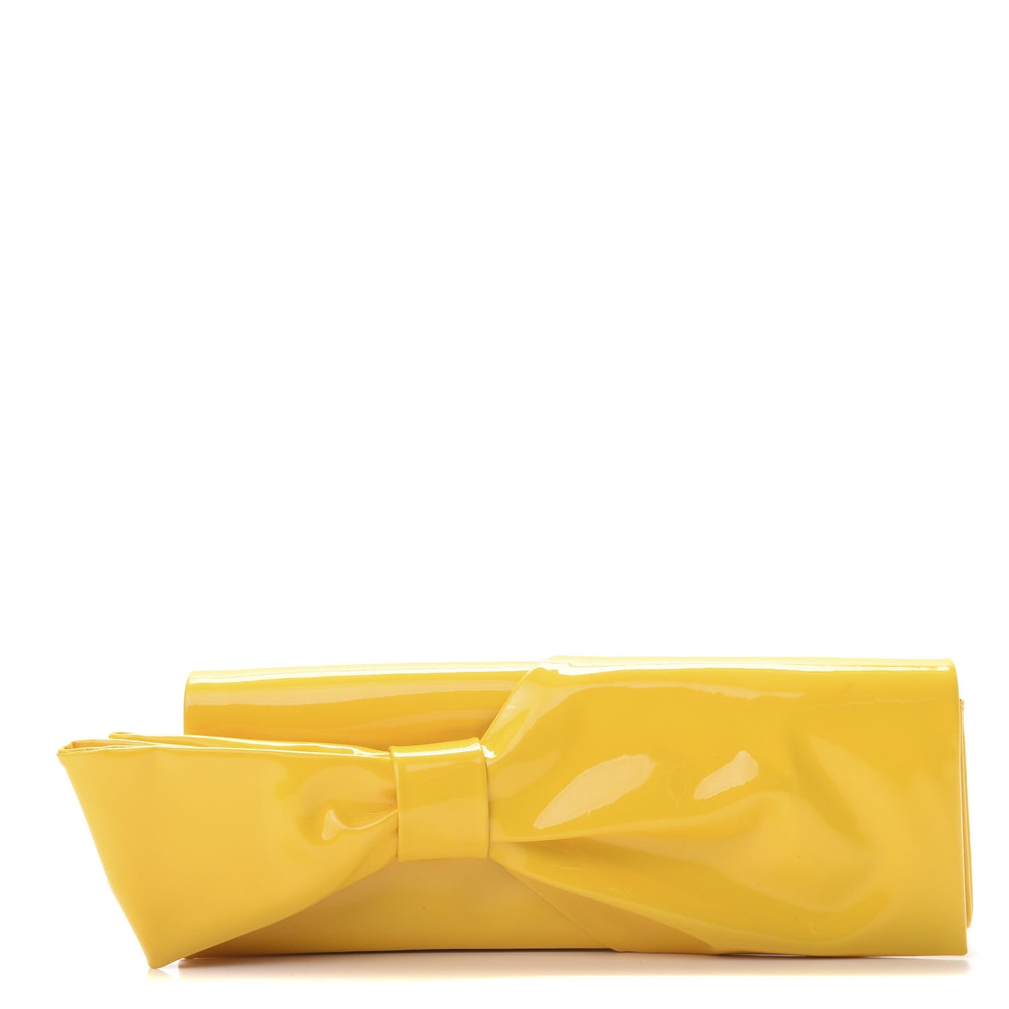 Patent Calfskin Aionoeud Bow Clutch Yellow