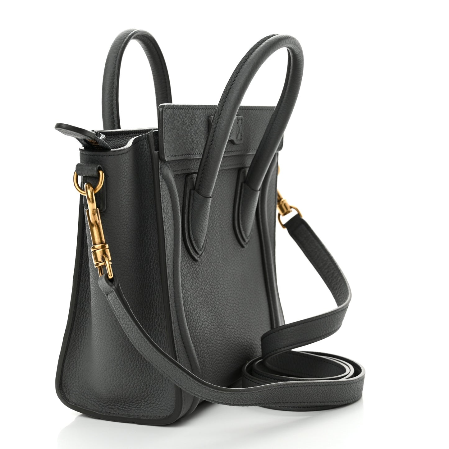 Drummed Calfskin Nano Luggage Kohl