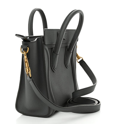 Celine Drummed Calfskin Nano Luggage Kohl 3 of 11