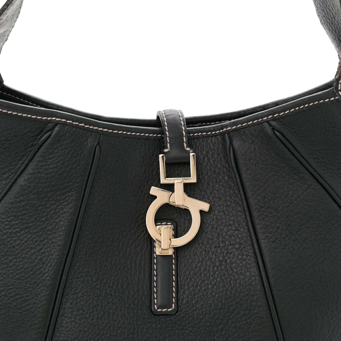 Calfskin Gancini Lock Hobo Black