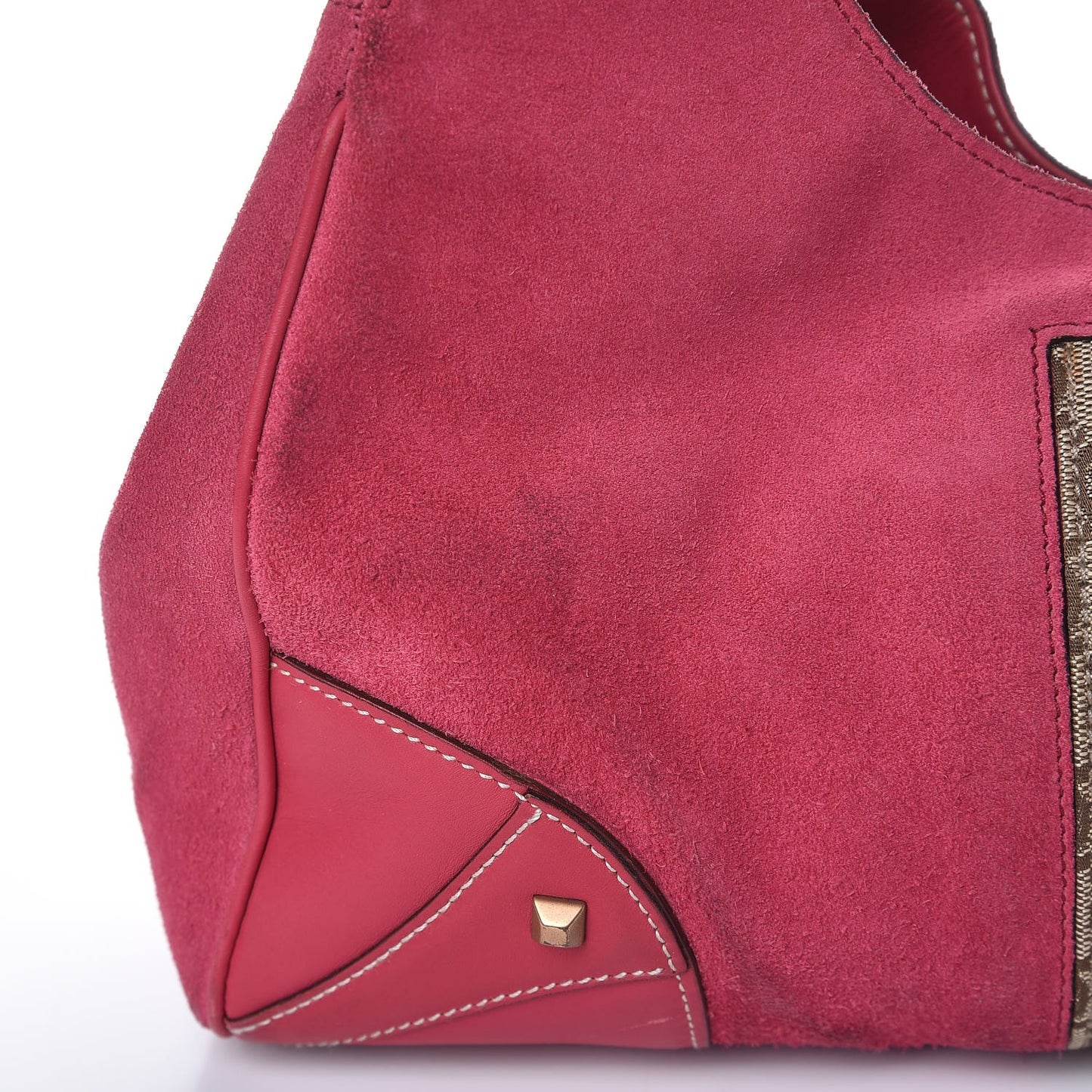 Suede Monogram Large Bardot Pink
