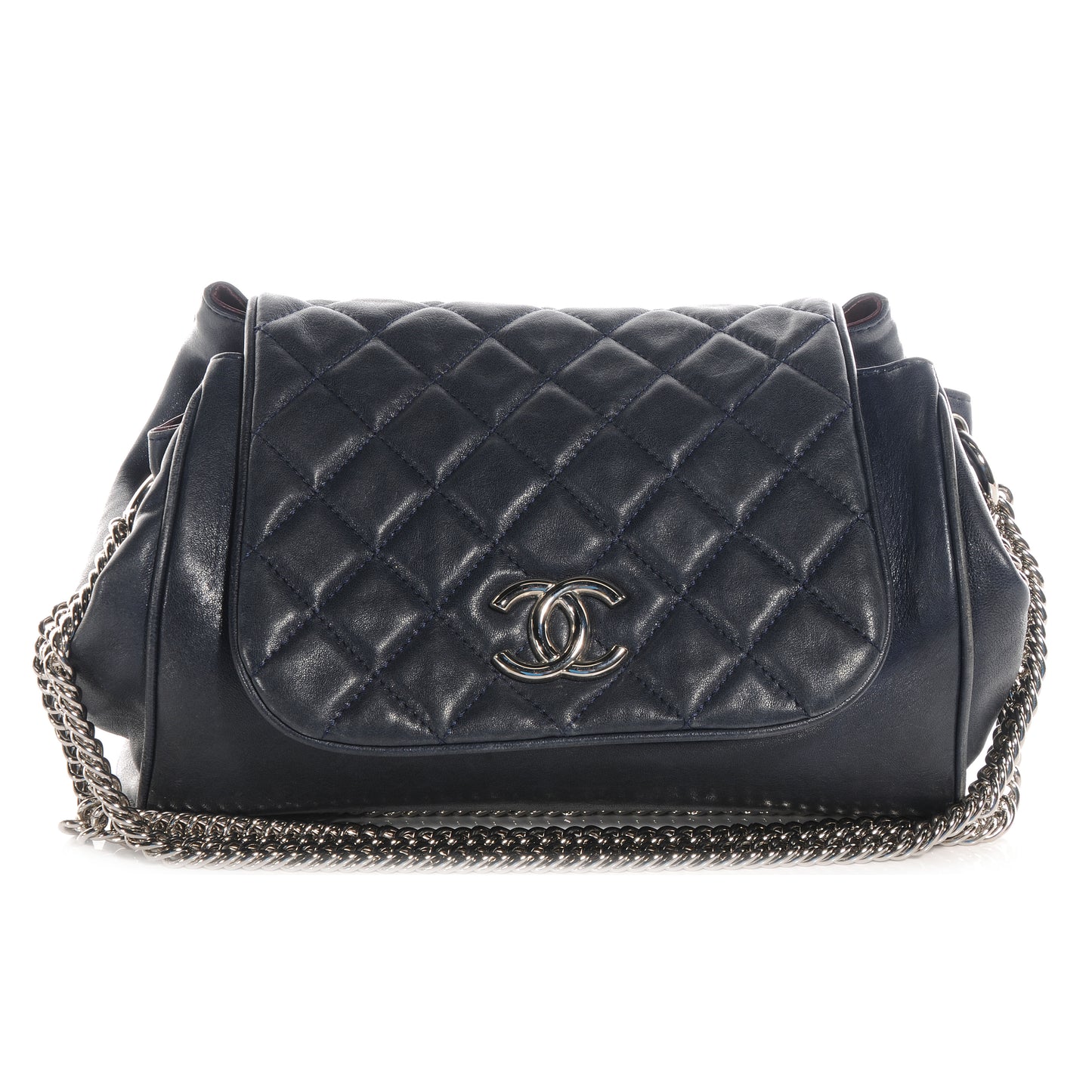 Lambskin CC Accordion Flap Navy