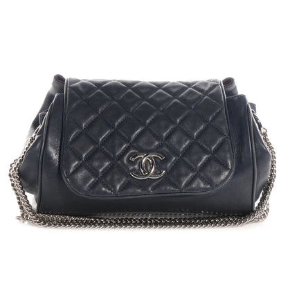 Chanel Lambskin CC Accordion Flap Navy 1 of 7