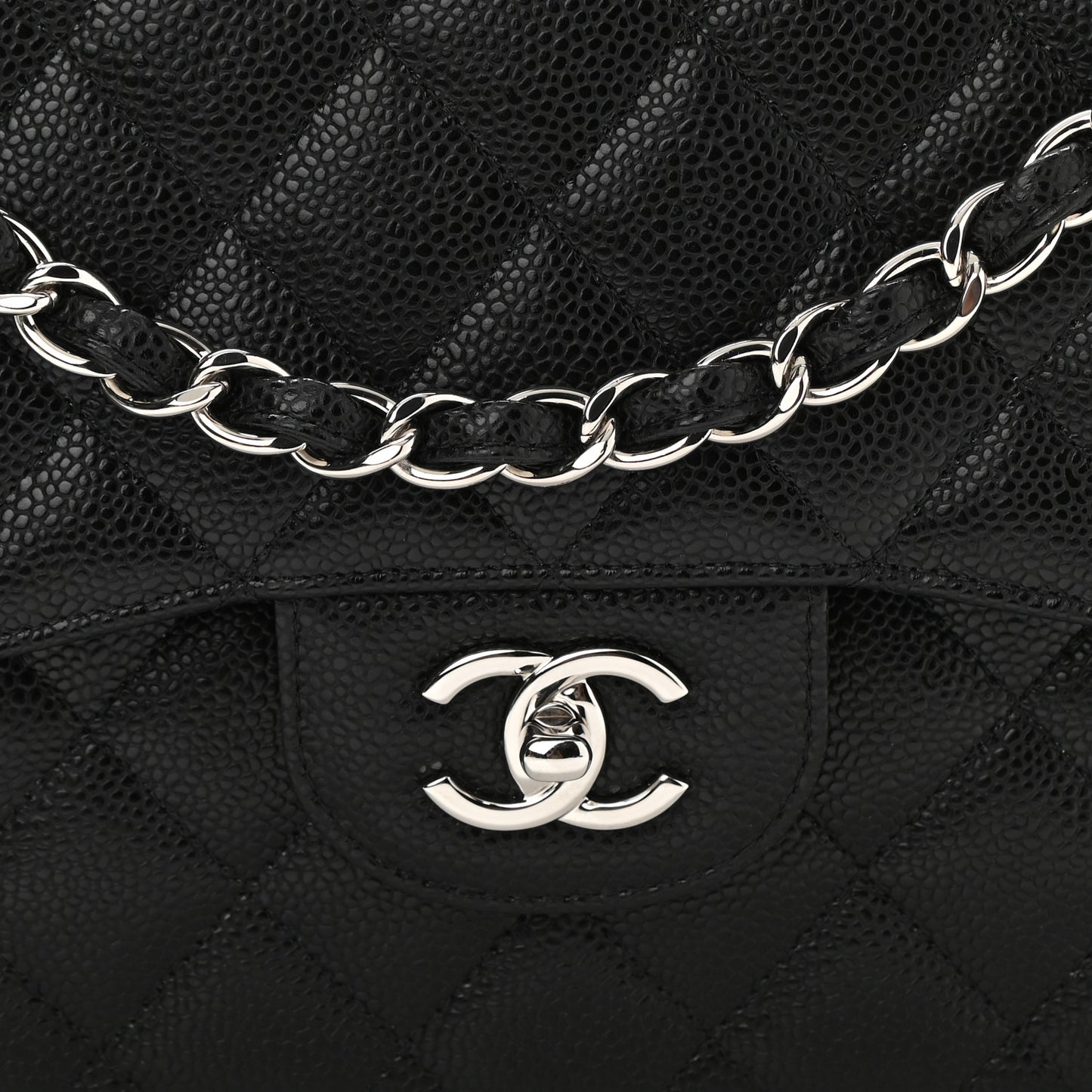 Caviar Quilted Jumbo Double Flap Black