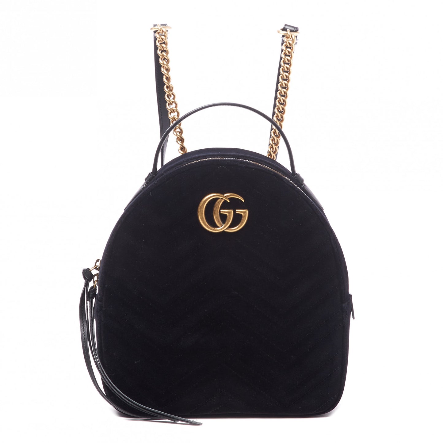 Velvet Matelasse GG Marmont Dome Backpack Black