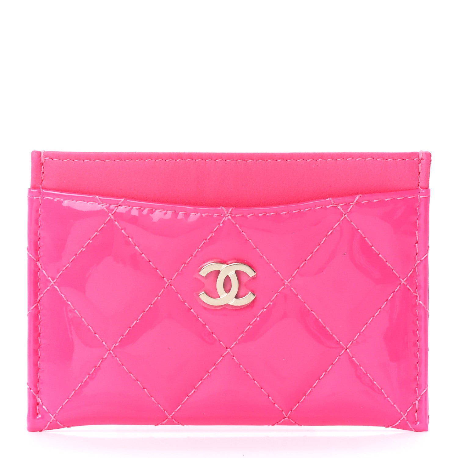 Chanel Patent Quilted Card Holder Pink 1 of 13