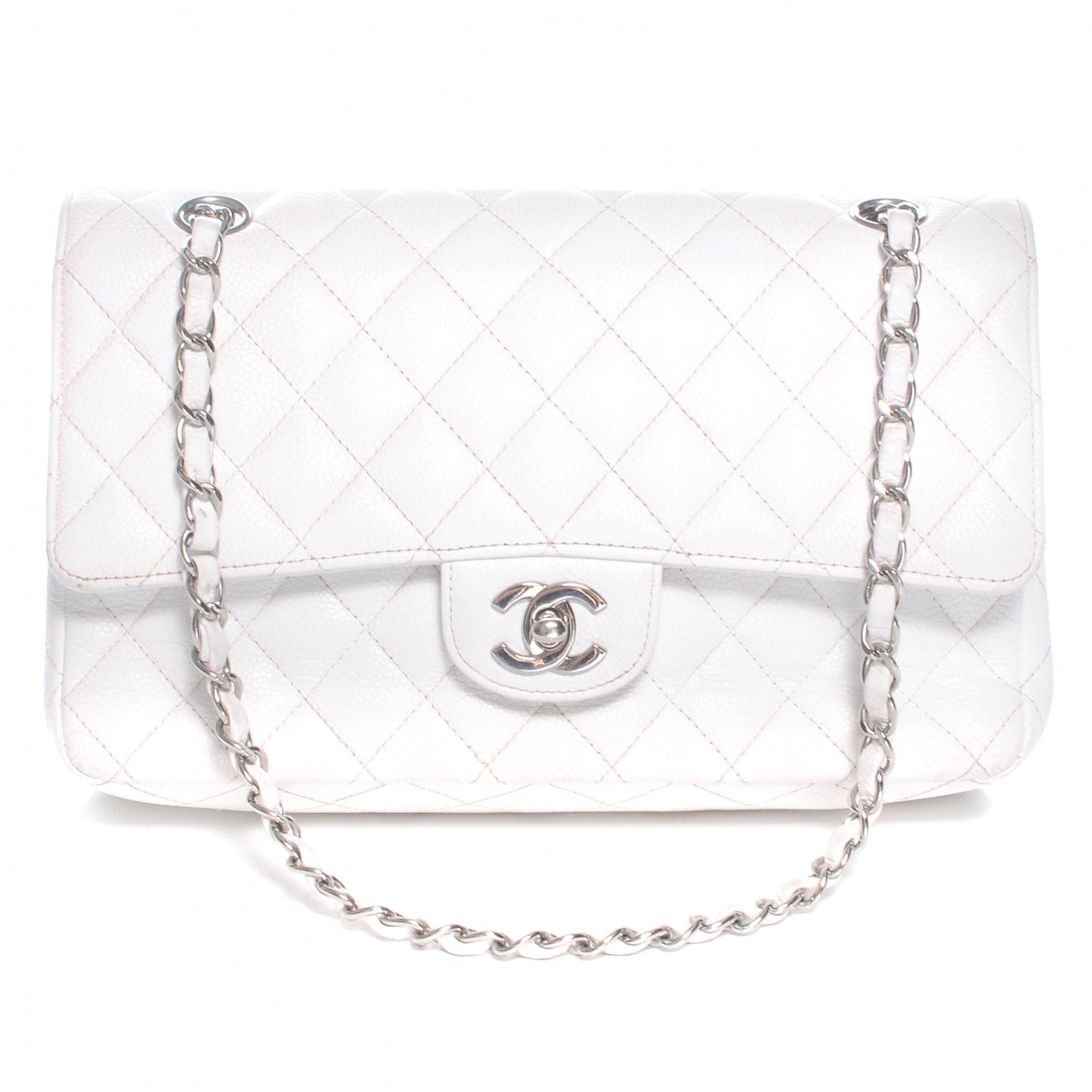 Caviar Medium Double Flap White