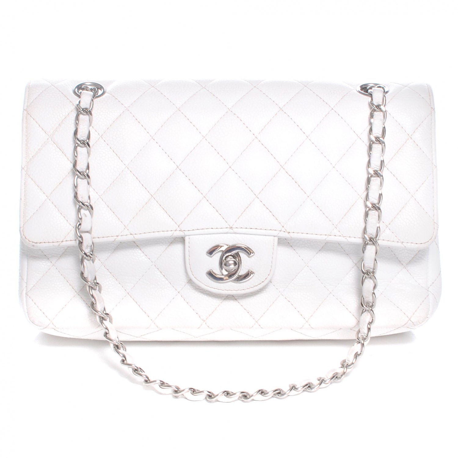 Chanel Caviar Medium Double Flap White 1 of 8