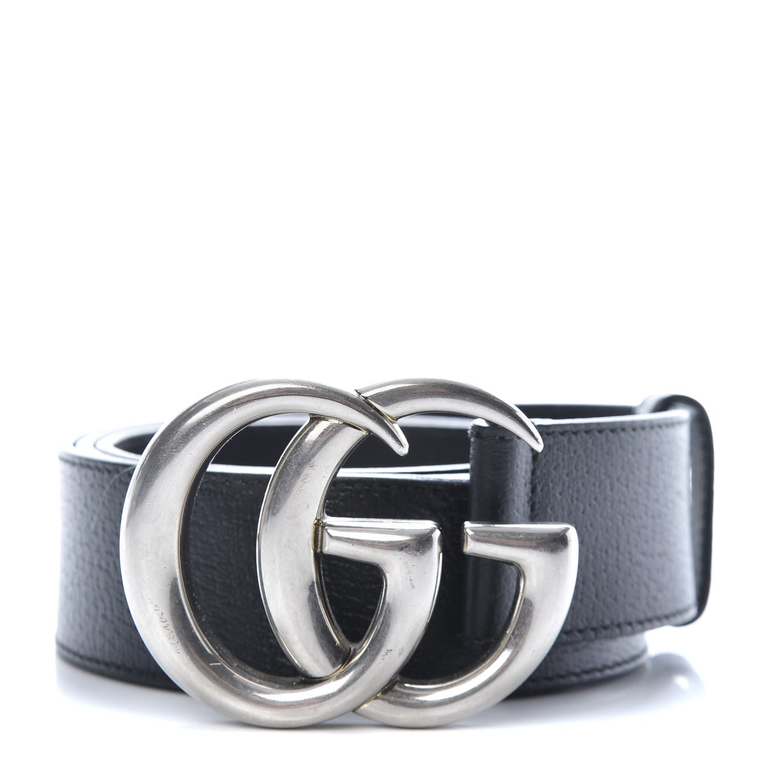 Gucci Textured Dollar Calfskin Nickel Double G 40mm Belt 90 36 Black 1 of 5