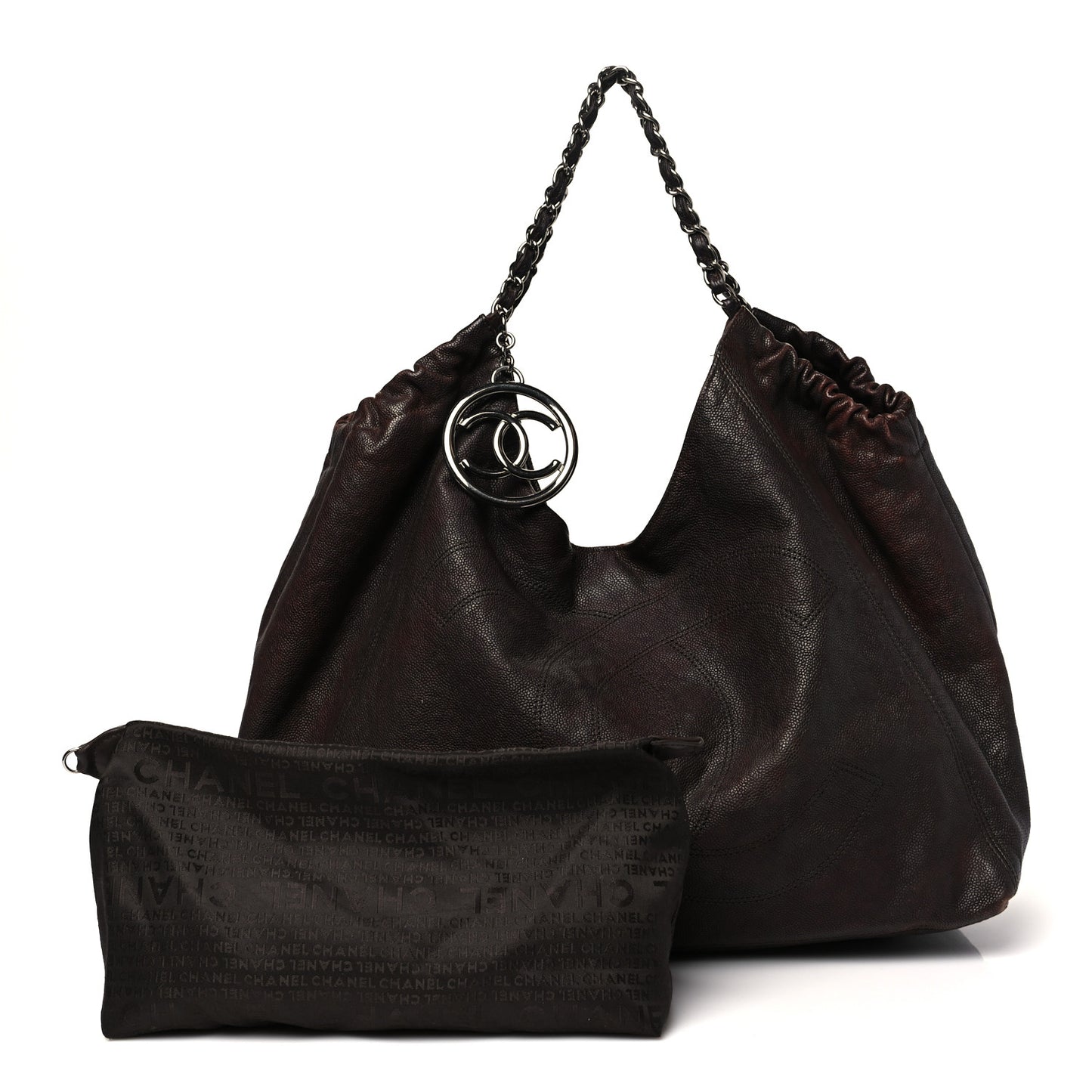 Distressed Caviar XL Coco Cabas Brown
