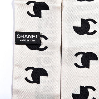 Chanel Silk 31 Rue Cambon CC Slim Bandeau Scarf Ecru Pink Black 4 of 4