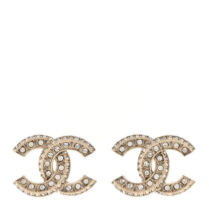 Chanel Crystal Timeless CC Earrings Light Gold 1 of 6