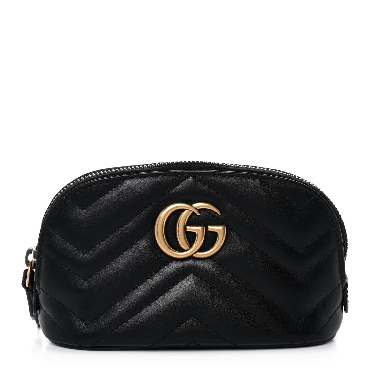 Gucci Calfskin Matelasse GG Marmont Pouch Cosmetic Case Black 1 of 10