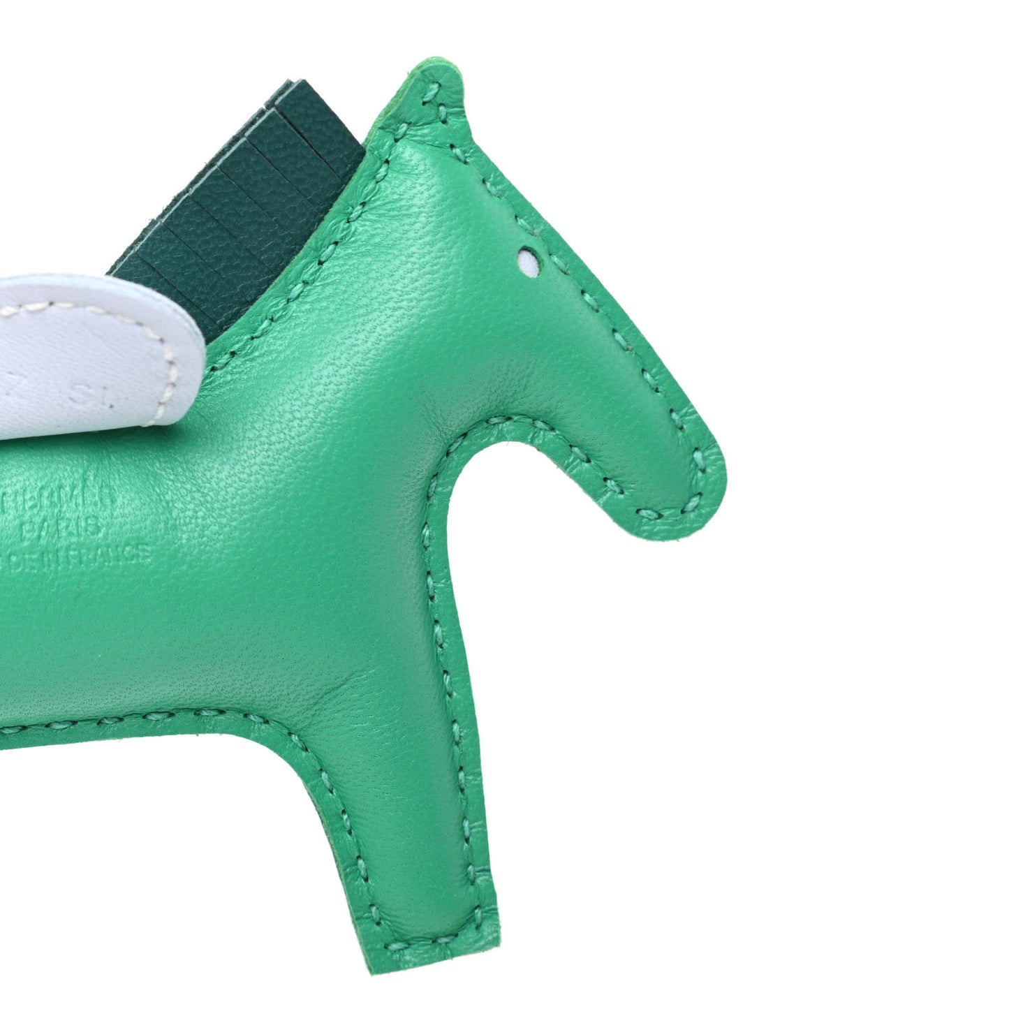 Milo Lambskin Grigri Rodeo Horse Bag Charm PM Menthe Malachite Brume