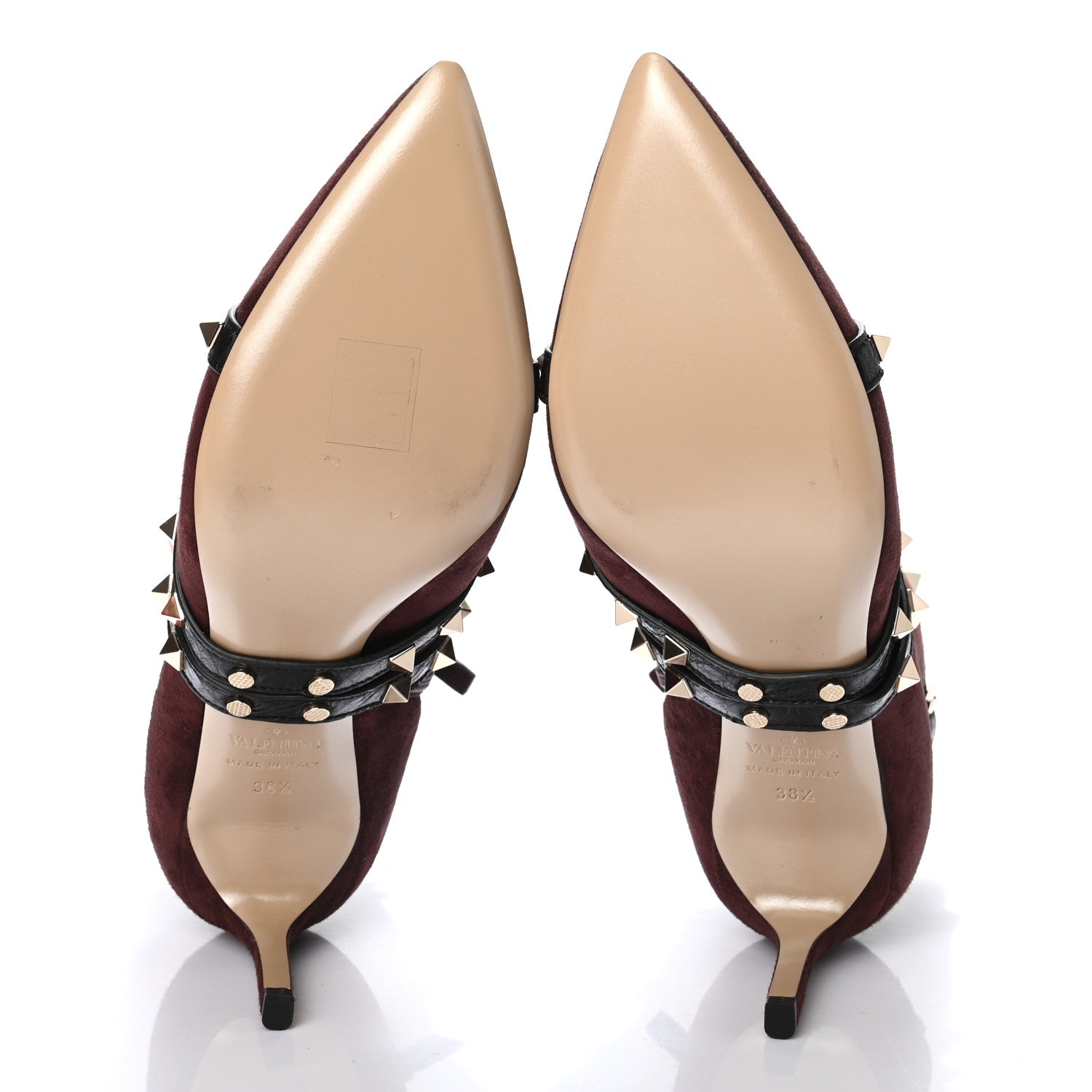 Valentino Garavani Suede Craquele Nappa Rockstud High Heel Ankle Boots 38.5 Rubin 6 of 8
