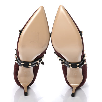 Valentino Garavani Suede Craquele Nappa Rockstud High Heel Ankle Boots 38.5 Rubin 6 of 8