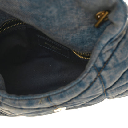 Saint Laurent Denim Quilted Toy Loulou Puffer Monogram Chain Satchel Rodeo Blue 4 of 7