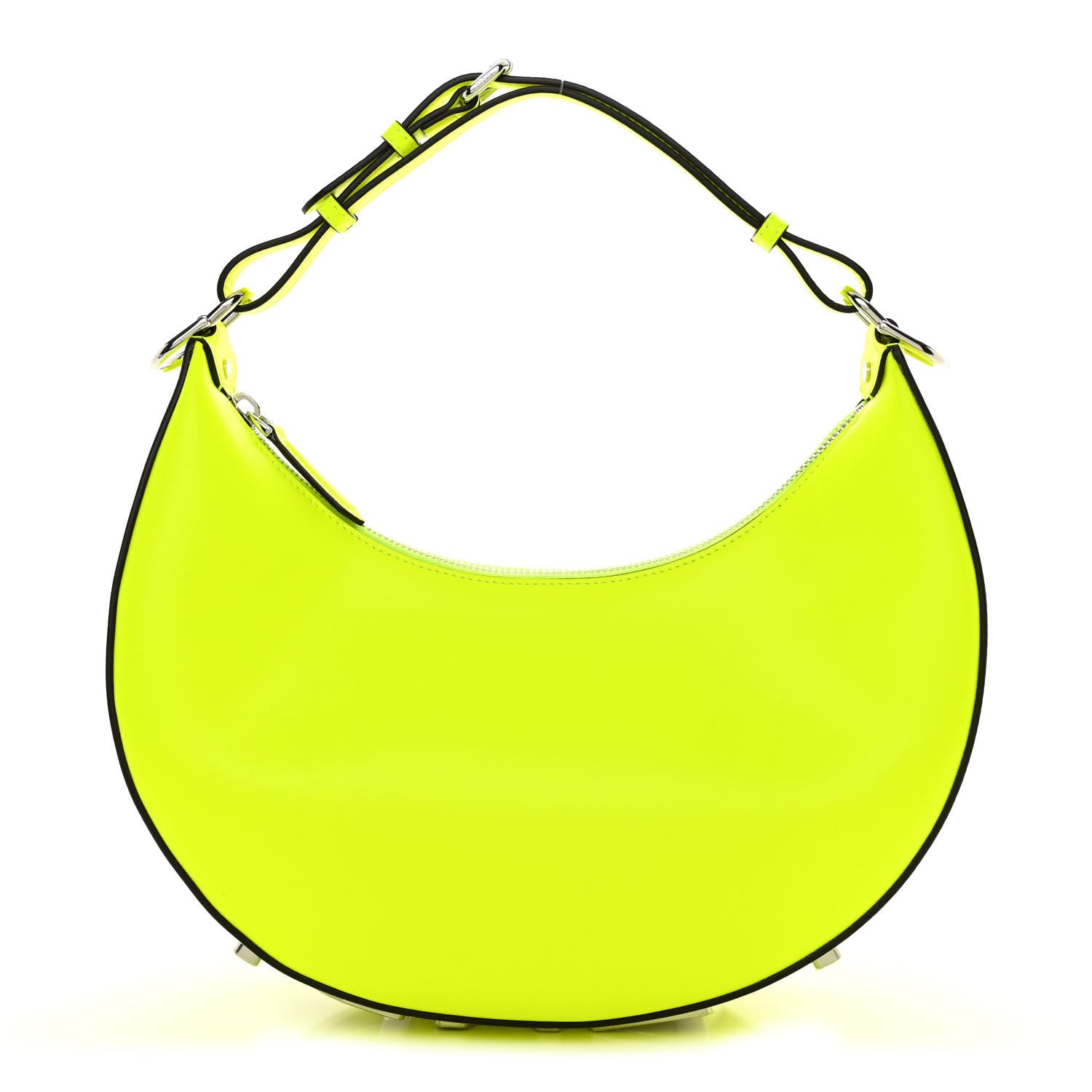 Fendi Vitello Grace Matte Small Fendigraphy Hobo Bag Neon Yellow 1 of 10
