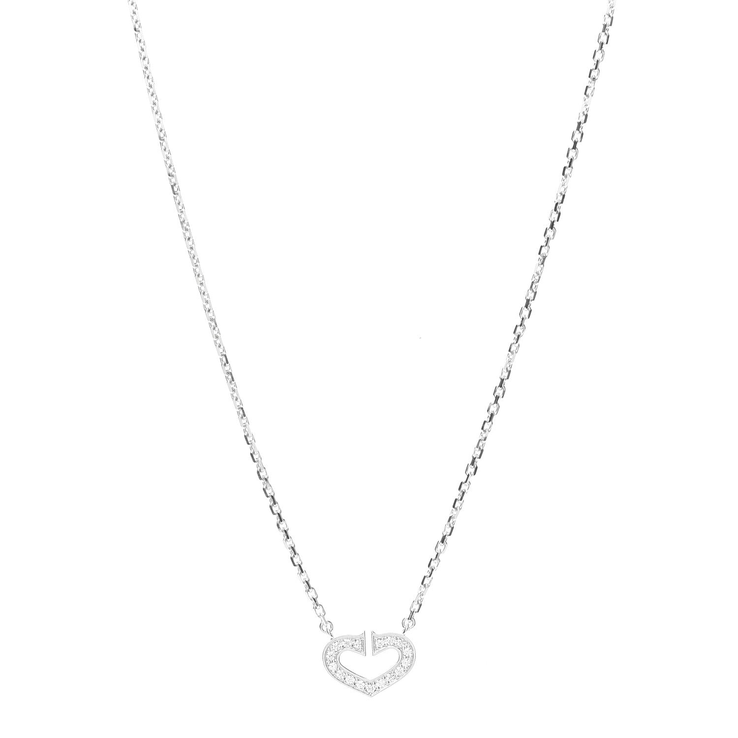Cartier 18K White Gold Diamond Small Hearts and Symbols Pendant Necklace 1 of 8