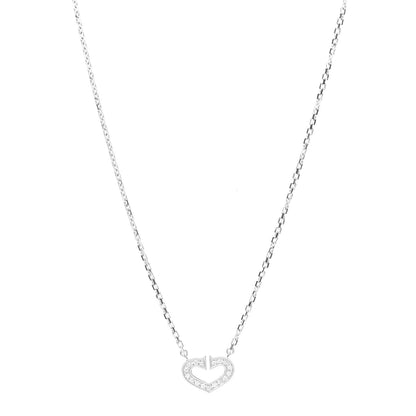 Cartier 18K White Gold Diamond Small Hearts and Symbols Pendant Necklace 1 of 8