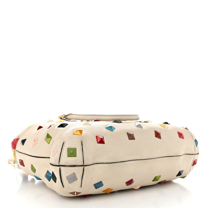 Fendi Calfskin Studded Medium B Fab Drawstring Tote Milk Multicolor 4 of 11