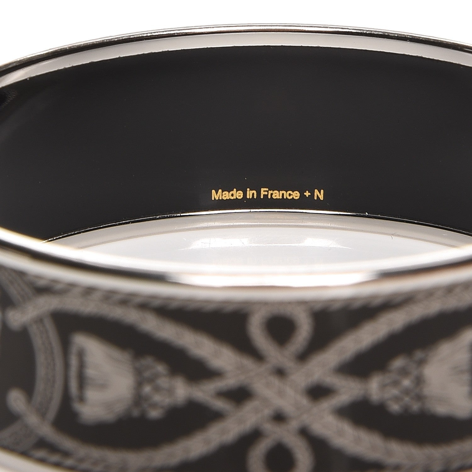 Hermes Enamel Printed Wide Grand Apparat Bracelet 65 Black 4 of 5
