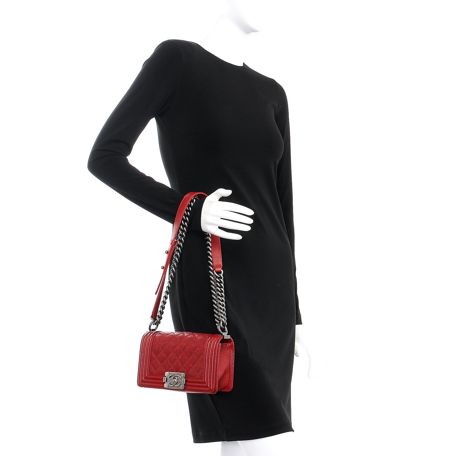 Chanel Caviar Quilted Small Boy Flap Dark Red 3 of 9