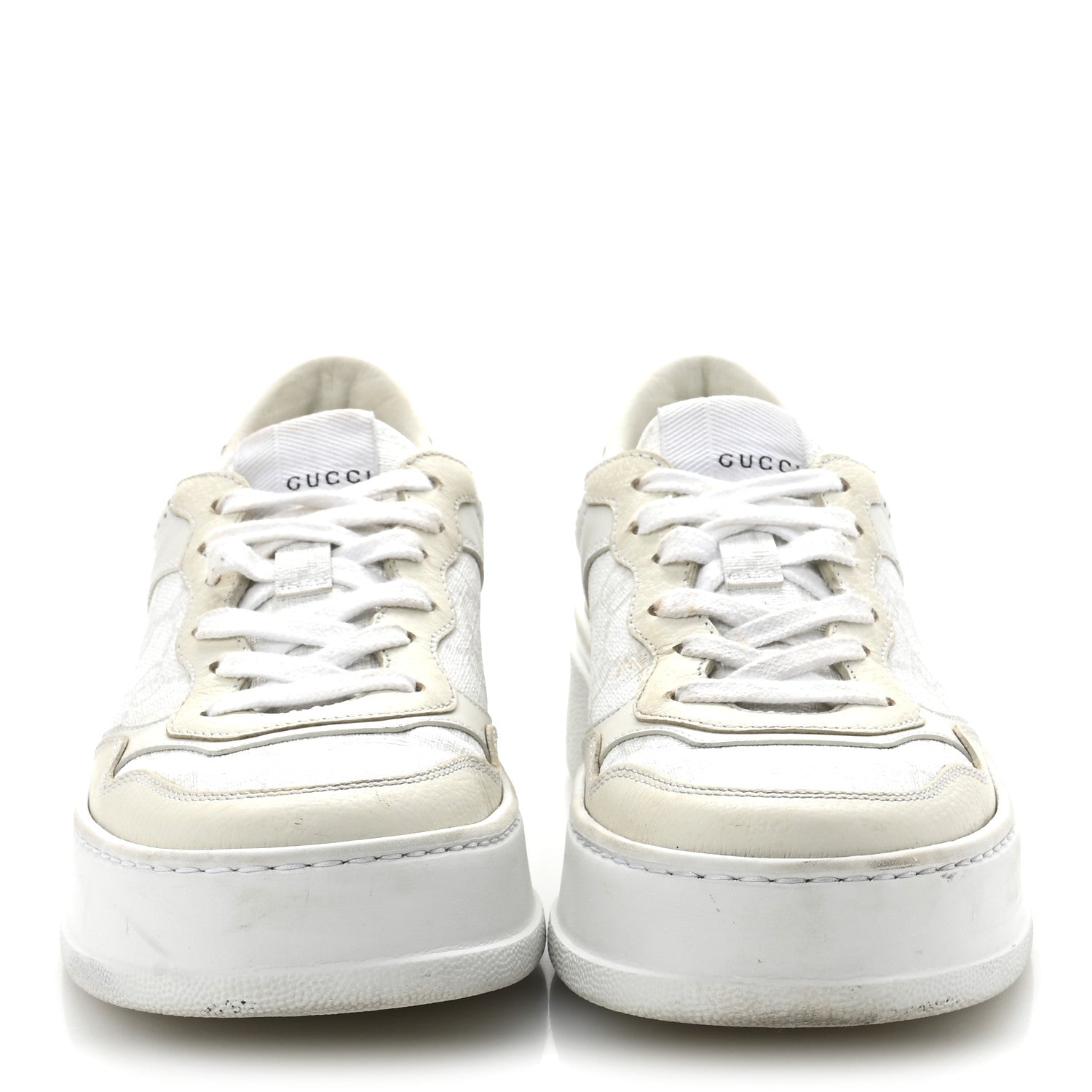 Gucci Calfskin GG Supreme Monogram Perforated Womens Platform 55mm Sneakers 37 Mystic White 3 of 8