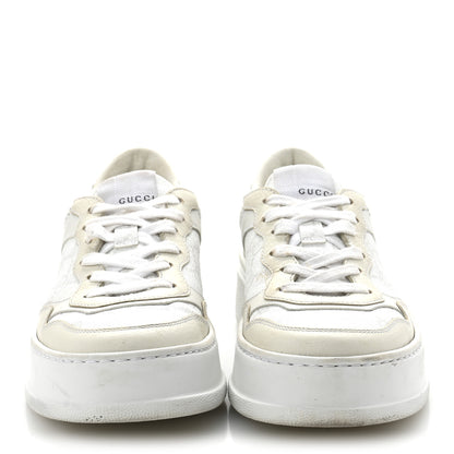 Gucci Calfskin GG Supreme Monogram Perforated Womens Platform 55mm Sneakers 37 Mystic White 3 of 8
