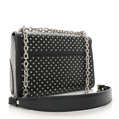 Louis Vuitton Calfskin Monogram Twist Studded Shoulder Bag MM Black 3 of 11