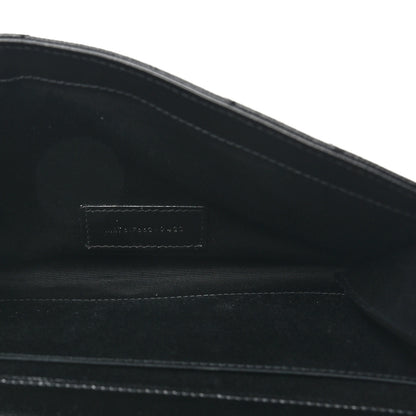 Saint Laurent Grain De Poudre Matelasse Chevron Monogram Envelope Clutch Black 5 of 8
