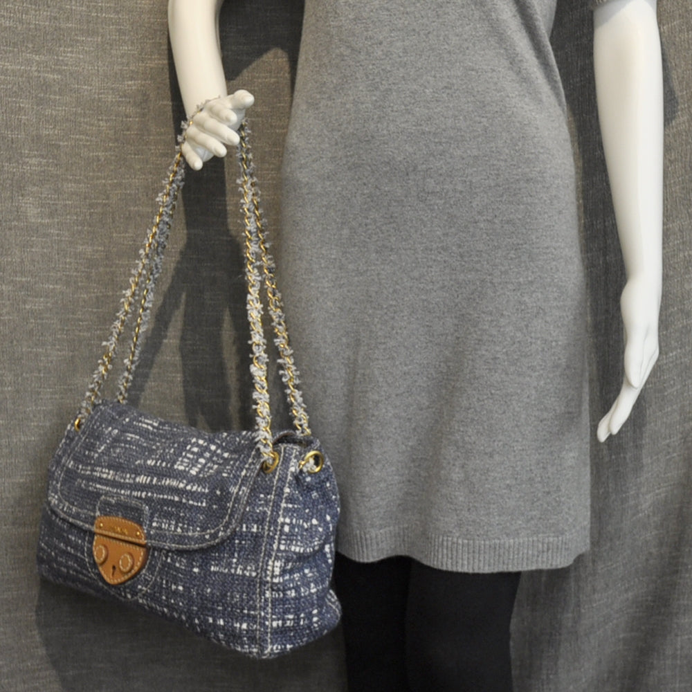 Tweed Medium Shoulder Bag Blue
